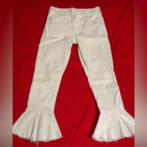 MOTHER Wide Leg Cream Jeans